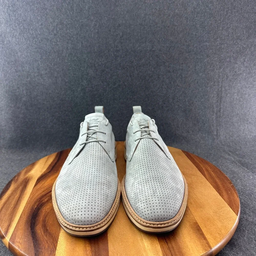 ECCO ST.1 Gray Hybrid Perforated Plain Toe Derby Nubuck Loafer Shoe 11